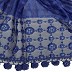 Box checkered circular design stole with sequence- Blue